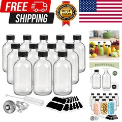 Showvigor 12 Pack 2oz Clear Glass Shot Bottles with Caps and…