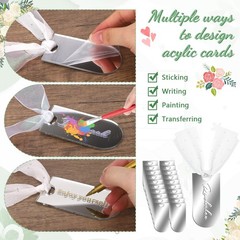 Mirror Silver Acrylic Place Cards Ribbon Wedding Name DIY Blank Tags 20 PCS
