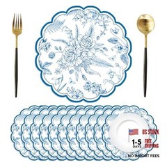 50 Pcs Paper Placemats,Placemat Chinoiserie Place Mats 13.4 Inch Blue Floral