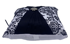 Ring Bearer Pillow Wedding NEW Black White Rhinestones Prty Mail Shp