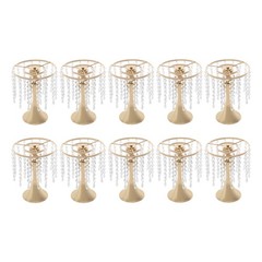 10PCS Gold Dual-ring Flower Stands Crystal Flower Stand Flower Arrangement Stand