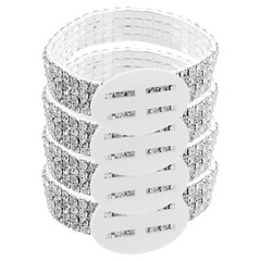4 Pcs Elastic Wrist Corsage Bracelet Rhinestone Wedding Prom Anniversary
