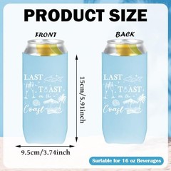 Last Toast On The Coast Bachelorette Can Coolers – 12 Pcs Bachelorette Slim