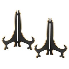 10″ Acrylic Plate Stand Holder, 2 Pack Foldable Frame Holder Black Gold