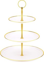 Elegant 3-Tier Cupcake Stand with Gold Edges for Stunning Dessert Displays