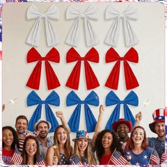 9 Pcs 9ft 4th of July Giant Bows Decorations Patriotic Bow Hanging Decor 250th A