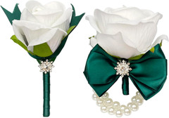 Corsage and Boutonniere Set for Wedding Prom Artificial Flower Corsage Wristlet