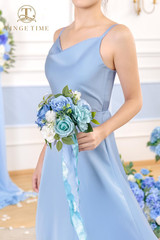 Provence Blue 7″ Artificial Wedding Bouquets Set of 4 for Bridesmaids