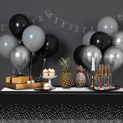 3Pcs Black and Silver Tablecloth Party 3 Pack,