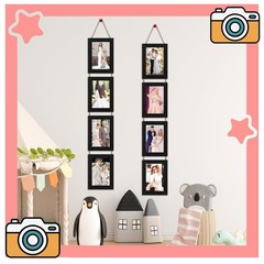 4×6 Black Hanging Collage Picture Frames Set of 2, 8 Openings Collage Photo F…