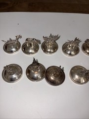 Vintage Siam Place Card Holders Silver Plate Set of 11 Dancer Poor Condition