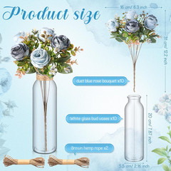 Blue Rose Centerpiece Decor – 10 Sets with Mason Jars for Weddings & Events