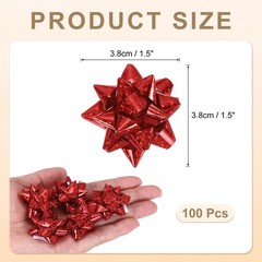 100Pcs 1.5″ Mini Star Gift Bows Laser Bows Red