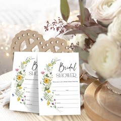 Mueddur Bridal Shower Invitations With Envelopes, Wildflowers Wedding…