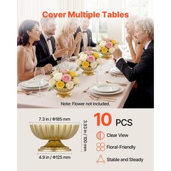 Uimoso 10 PCS Mini Flower Vase 4.7in Gold Centerpiece Bowls for Weddings