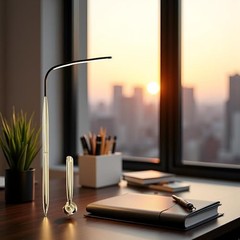 Gold Pen & Pen Stand Round Pen Holder – Metal Attached Desk – Signing Pen Set