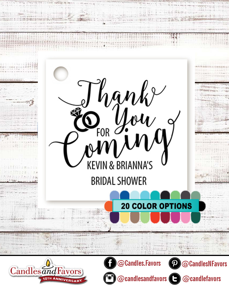 Thank you for coming! Bridal Shower Personalized Square Favor Two Inch Tags