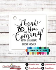 Thank you for coming! Bridal Shower Personalized Square Favor Two Inch Tags