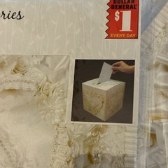 VTG 6 Dollar General Wedding Memories Decorative Floral White Square Card Box