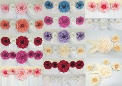 Decor In The Box 14 Piece Handmade Paper Flower Set Fully Assembled -Red/Pink