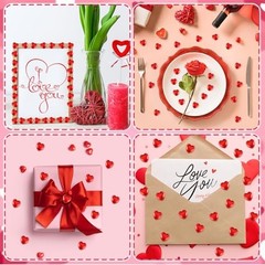 240 Pcs Gems, Valentines Day Decoration Acrylic Crystals 3D Shaped Red Heart