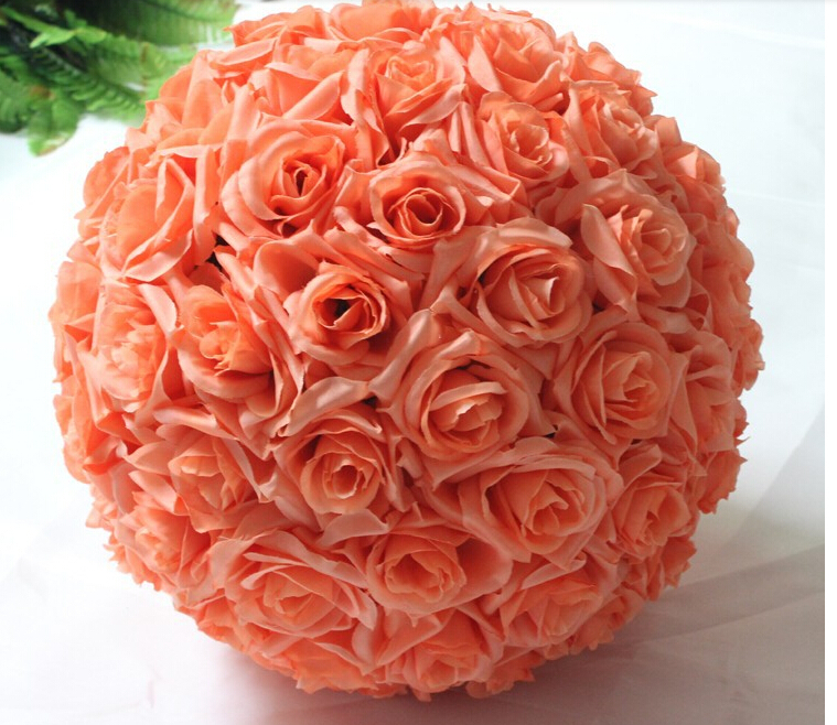 9-10 Inches Orange Rose Flower Ball Wedding decoratin Ball Kissing Ball USA