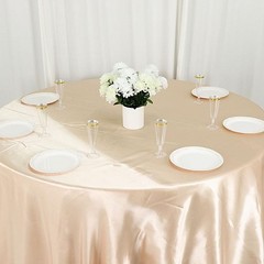 Balsa Circle Beige Satin Round Tablecloth 132 in for 132″ (Round),