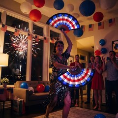 2 Pcs 4th of July Rave Light up Hand Fan Red White Blue Folding LED Patriotic Am