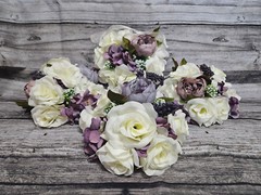 4 Wedding Table Centerpieces, Floral Reception Centerpieces, Vintage, Purple