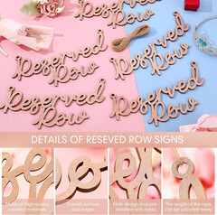 6 Pieces Wooden Reserved Row Signs for Wedding Chairs Wood Hanging Reserved Seat