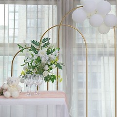 5 ft GOLD Round Top Metal Floral Display Frame Arch BACKDROP STAND Party Events