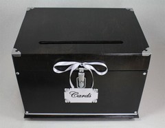 Wedding Card Box Trunk, Dark Brown Black Card Box, White Wedding Decor,
