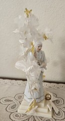 Porcelain Wedding Bride & Groom VTG Topper w/Floral Decor & Rings. Hong Kong