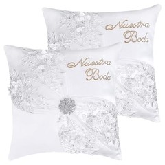 1 Pair of Wedding Kneeling Pillow Covers, 16X16 Inch Embroidered Nuestra Gz-01