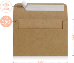 A4 Brown Self Seal Envelopes, 100 Pack, 4X6 Inches , Kraft