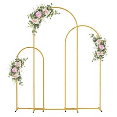 Gold Wedding Arch Backdrop Stand 3 Pcs Set Outdoor Garden Ceremony Decoration