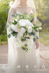 White Bridal Bouquet Cascading, White Wedding Bouquets for Bride, 13 Inch Ivo…