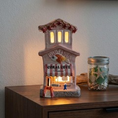 Blue Sky Clayworks Coral Cove Fish Chips Candle House Ceramic 5 L X 4 W X 9 H