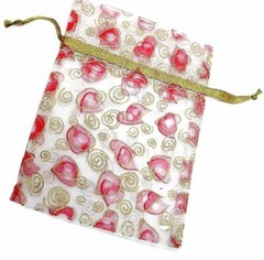 Gift Bags for Package Red Pink Heart Gift Pouch Candy Wedding Favor 5×7″ 50 pcs