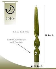 Olive Green Spiral Taper Candles Handmade Twisted Candle Conical Olive-10″-A
