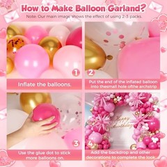 Hot Balloons Garland Arch Kit 180pcs with Star – 22 18 12 10 5in Different Pink