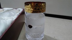 Bohemia Crystal – Gold Clear Glasses Tumbler 5.5 » tall . Set of 6 New Open Box