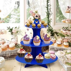Soleebee 3-Tier Round Cupcake Stand, Cardboard Tower, 12″, Dark Blue