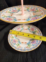 Minton B833 2 Tiered Tray Cake Dessert Stand Pink Handle