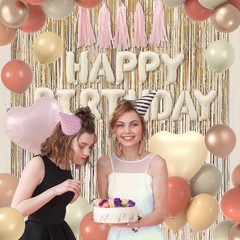 Beige Blush Pink Birthday Decorations for Women Girls with Blush Pink Nude Ba…