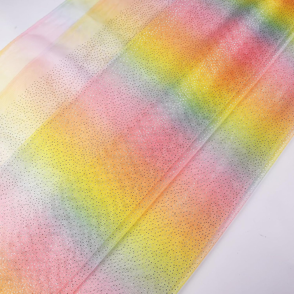 Rainbow Glitter Tulle Rolls Gradient Color for Table Runner Chair Tutu Skirt Sew