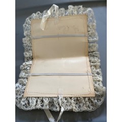 Vintage Bridal Wedding Set Ring Bearer Pillow Lace Book Cover and Garter Cream