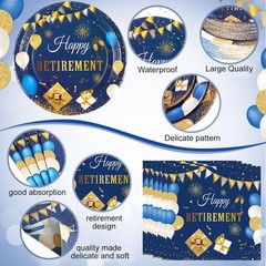 Sunnychicc 400 Pcs Happy Retirement Party Supplies Blue Gold Retirement