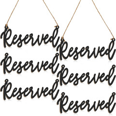 Wood Sign, 6 Pieces Reserved Unfinished Wedding Decorative Signage with Hanging