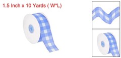 Plaid Check Ribbon, 1.5 Inch x 10 Yards Gingham Ribbon, Blue